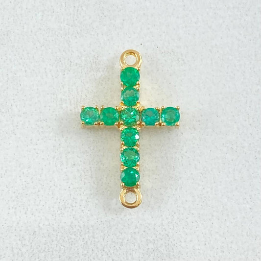 Herraje Crúz Esmeraldas 43pts 0.85gr / 1.8cm / Oro Amarillo 18K