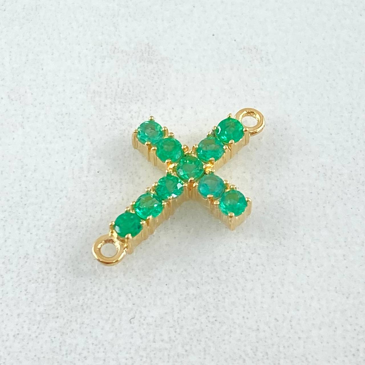 Herraje Crúz Esmeraldas 43pts 0.85gr / 1.8cm / Oro Amarillo 18K