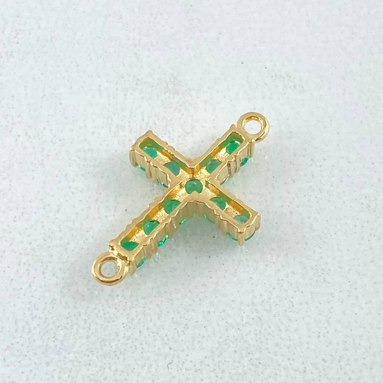 Herraje Crúz Esmeraldas 43pts 0.85gr / 1.8cm / Oro Amarillo 18K