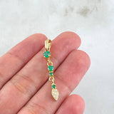 Dije Hoja Colgante Esmeraldas 41pts - Diamantes 10pts 2gr / 3.7cm / Oro 18K ©