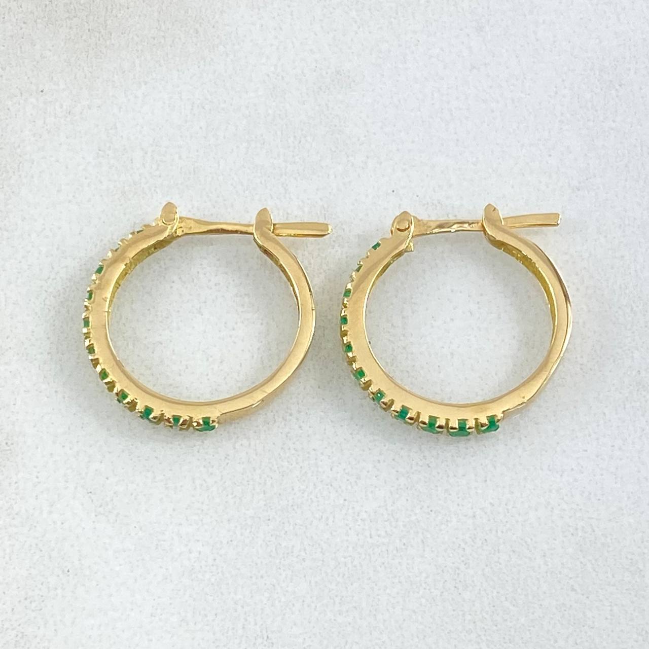 Candongas Carril Esmeraldas 1 Qts 2.35gr / 1.7cm / Oro 18K ©