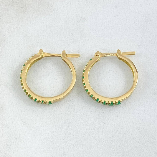 Candongas Carril Esmeraldas 1 Qts 2.35gr / 1.7cm / Oro 18K ©