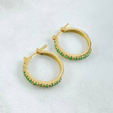 Candongas Carril Esmeraldas 1 Qts 2.35gr / 1.7cm / Oro 18K ©