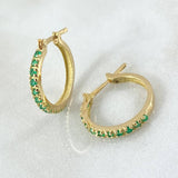 Candongas Carril Esmeraldas 1 Qts 2.35gr / 1.7cm / Oro 18K ©
