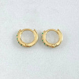 Candongas Carril Esmeraldas 16pts 1gr / 0.7cm / Oro 18K ©