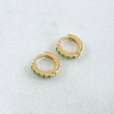 Candongas Carril Esmeraldas 16pts 1gr / 0.7cm / Oro 18K ©