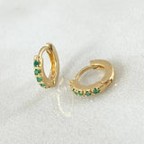 Candongas Carril Esmeraldas 16pts 1gr / 0.7cm / Oro 18K ©