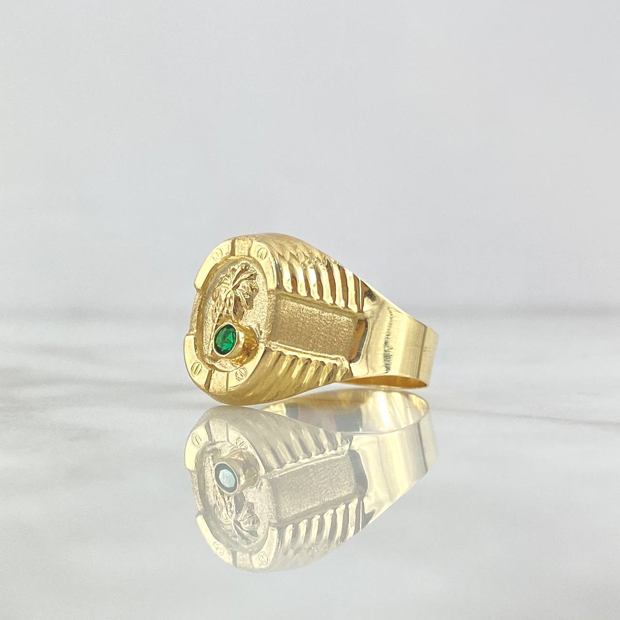 Anillo Palmera Tornillo 2.5gr / T10 1/4 / Mate Circon Verde Oro Amarillo 18K *