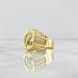 Anillo Palmera Tornillo 2.5gr / T10 1/4 / Mate Circon Verde Oro Amarillo 18K *