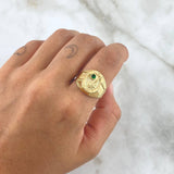 Anillo Palmera Tornillo 2.5gr / T10 1/4 / Mate Circon Verde Oro Amarillo 18K *