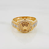 Anillo Correa Corona 5.3 g / T8 3/4 Dos Oros Amarillo Blanco 18K