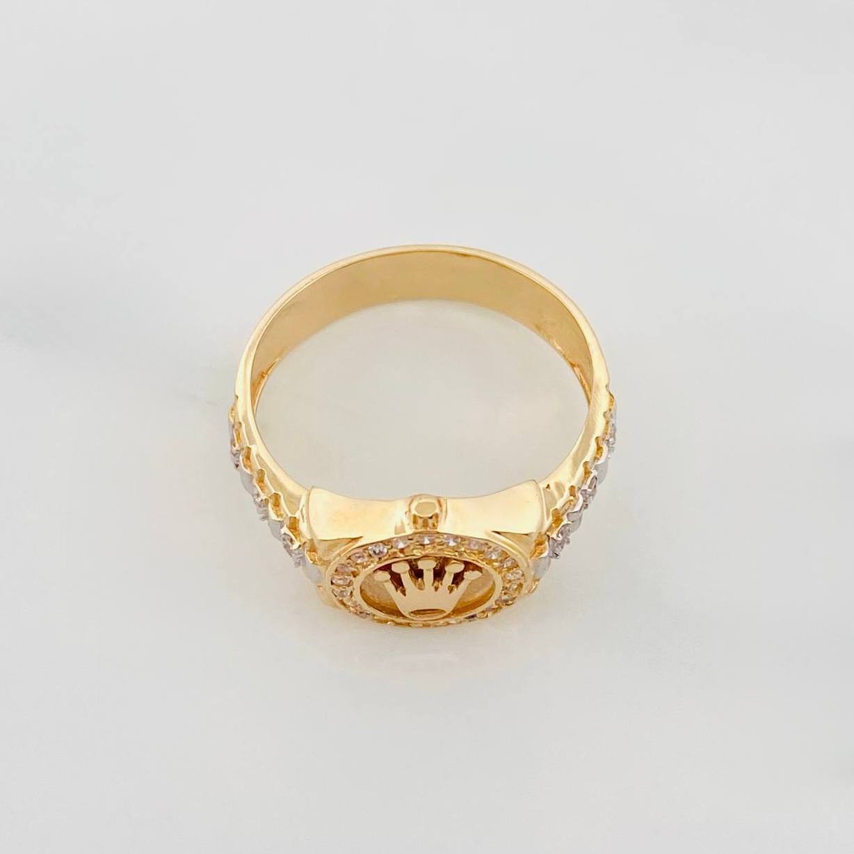 Anillo Correa Corona 5.3 g / T8 3/4 Dos Oros Amarillo Blanco 18K