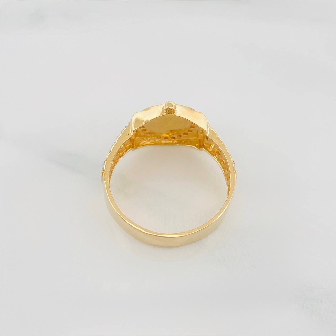 Anillo Correa Corona 5.3 g / T8 3/4 Dos Oros Amarillo Blanco 18K