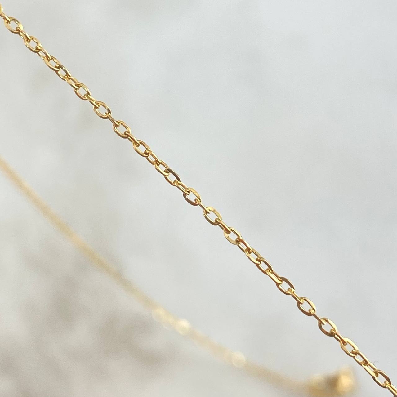 (revision)Set Cadena Aro Seguido 1.55gr / 45cm + Dije Estrella Tambor 0.55gr / 0.8cm Oro Amarillo (Oferta) ©