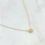 (revision)Set Cadena Aro Seguido 1.55gr / 45cm + Dije Estrella Tambor 0.55gr / 0.8cm Oro Amarillo (Oferta) ©