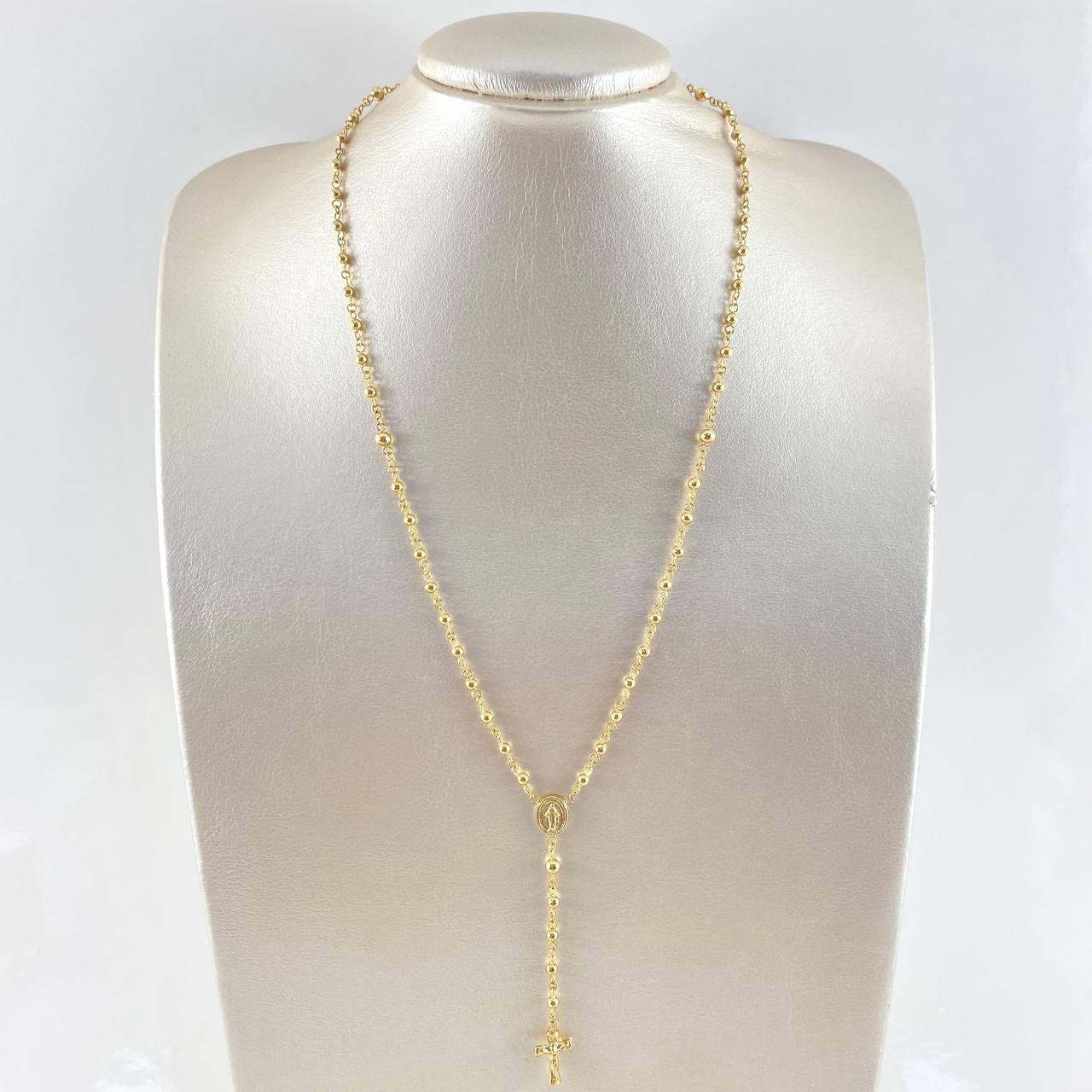 Rosario Virgen Milagrosa Cristo Troquel 7.55gr / 50cm / 4mm-3mm Bola Lisa Oro Amarillo ©