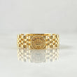 Anillo Correa Sello Corona 3.25gr / T5 3/4 / Texturizado Oro Amarillo 18K