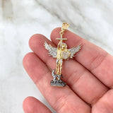 Dije San Miguel Arcángel 6gr / 5cm / Circones Blancos Oro Amarillo