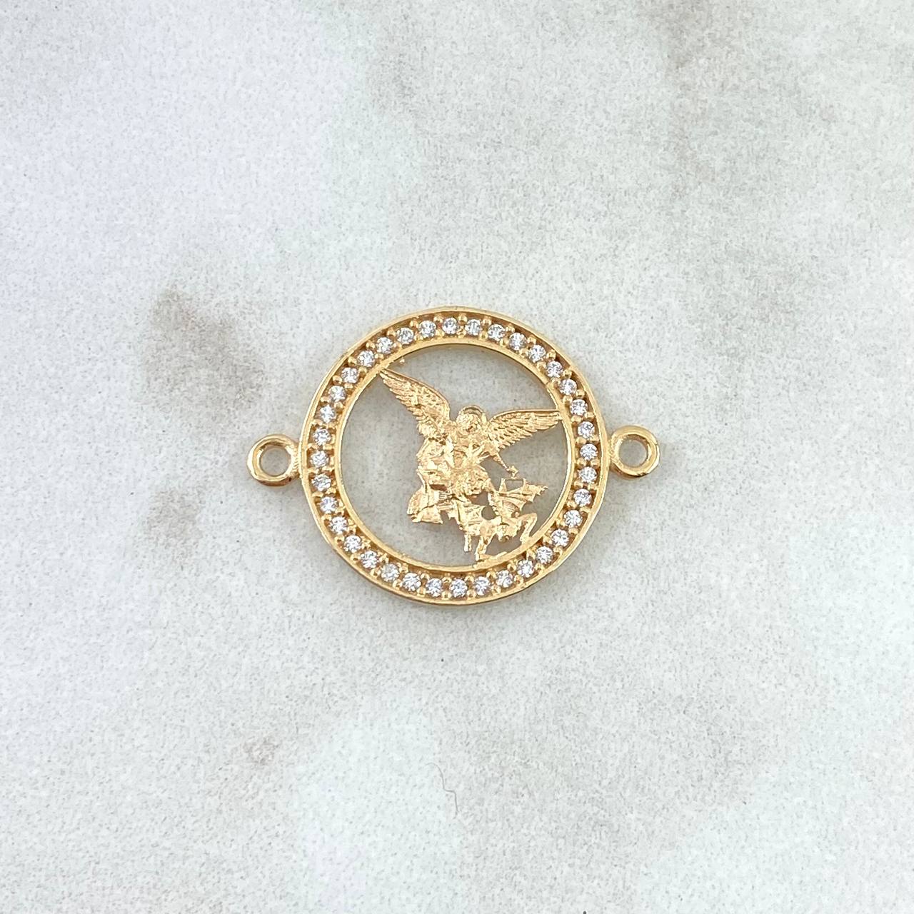 Herraje San Miguel Arcángel 1.6gr / 2.2cm / Circones Blancos Oro Amarillo