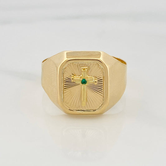 Anillo Sello Cruz 3.45 g / T11 1/2 Oro Amarillo 18K
