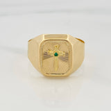 Anillo Sello Cruz 3.45 g / T11 1/2 Oro Amarillo 18K