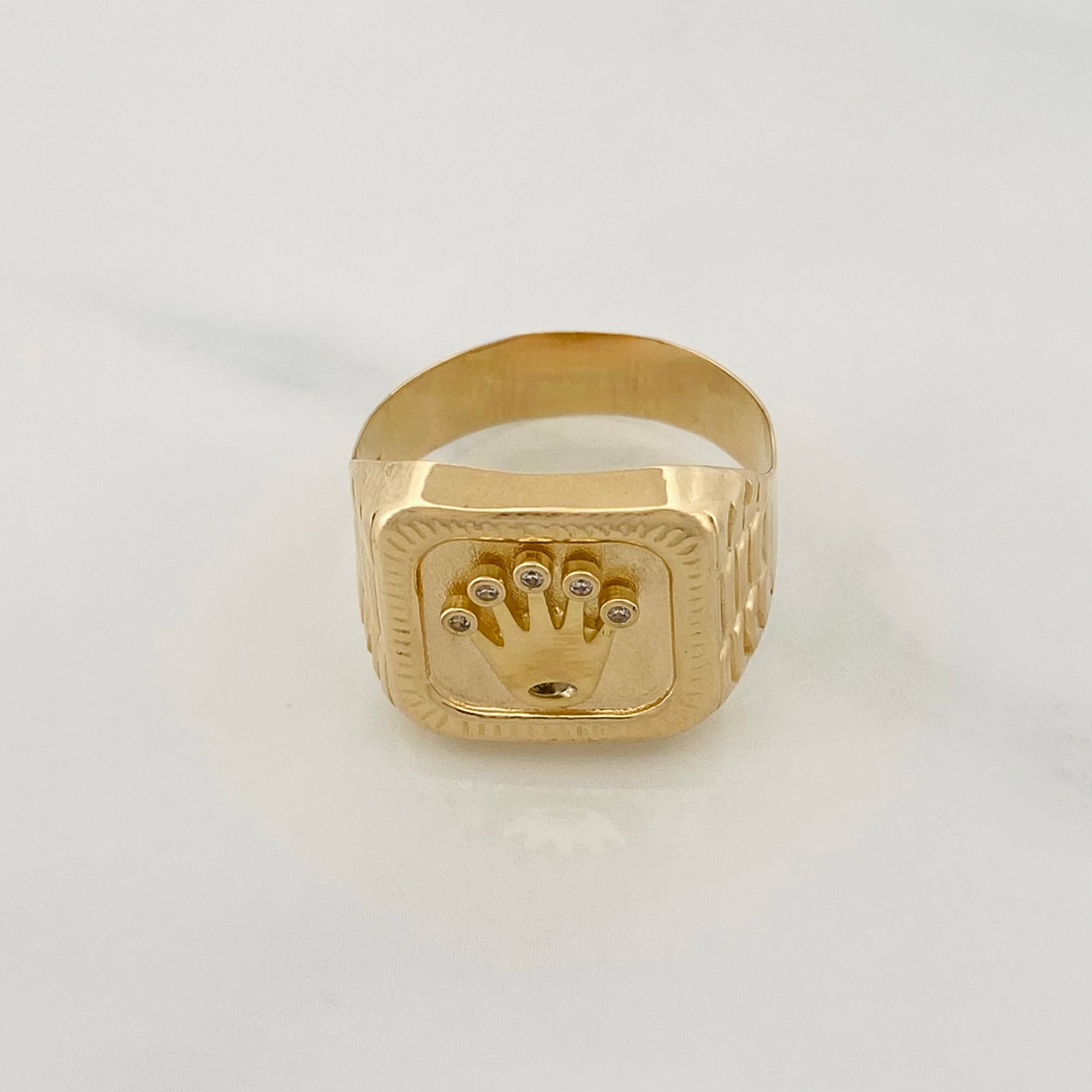 Anillo Sello Corona 3.45 g / T9 3/4 Oro Amarillo 18K