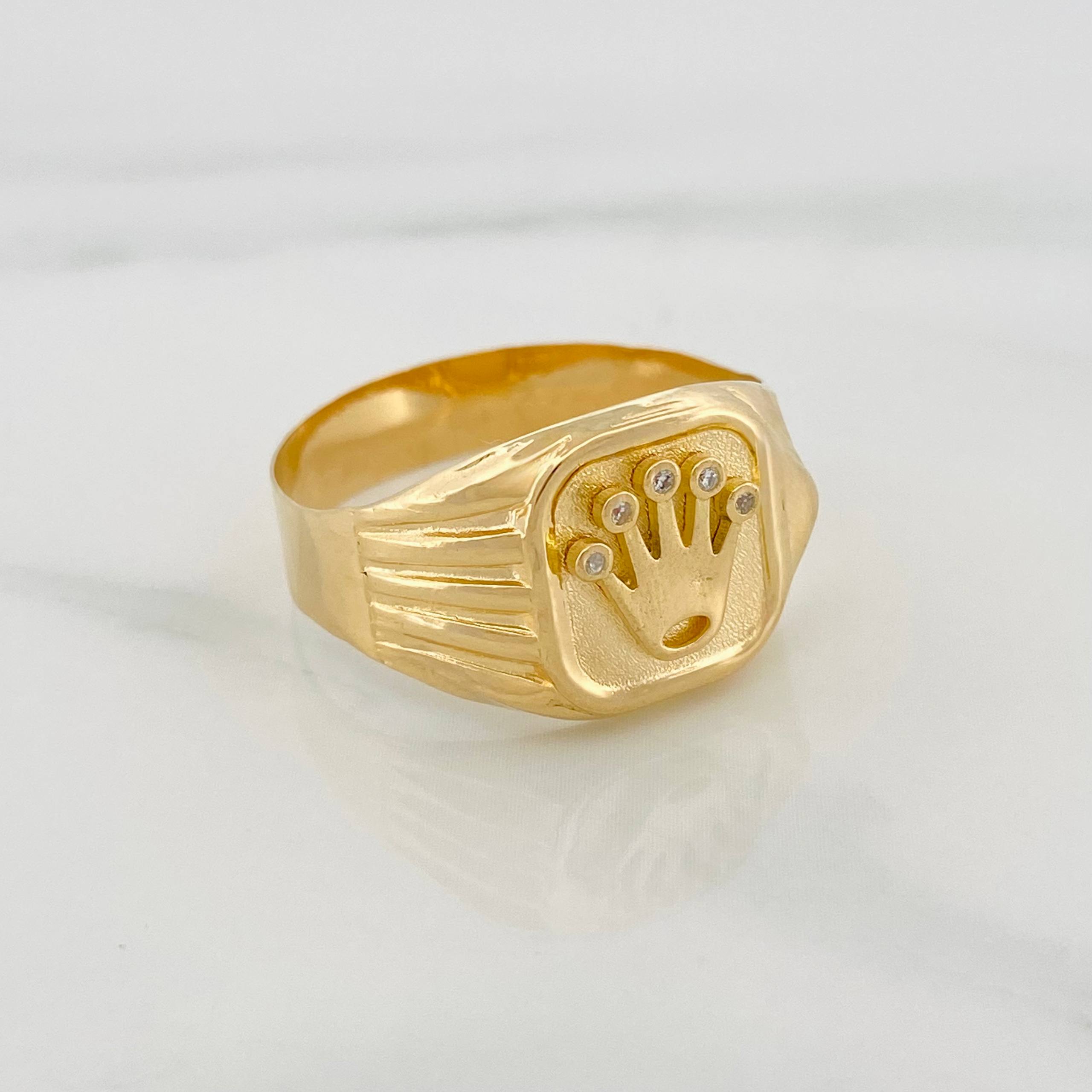 Anillo Sello Corona 3.15 g / T12 Oro Amarillo 18K
