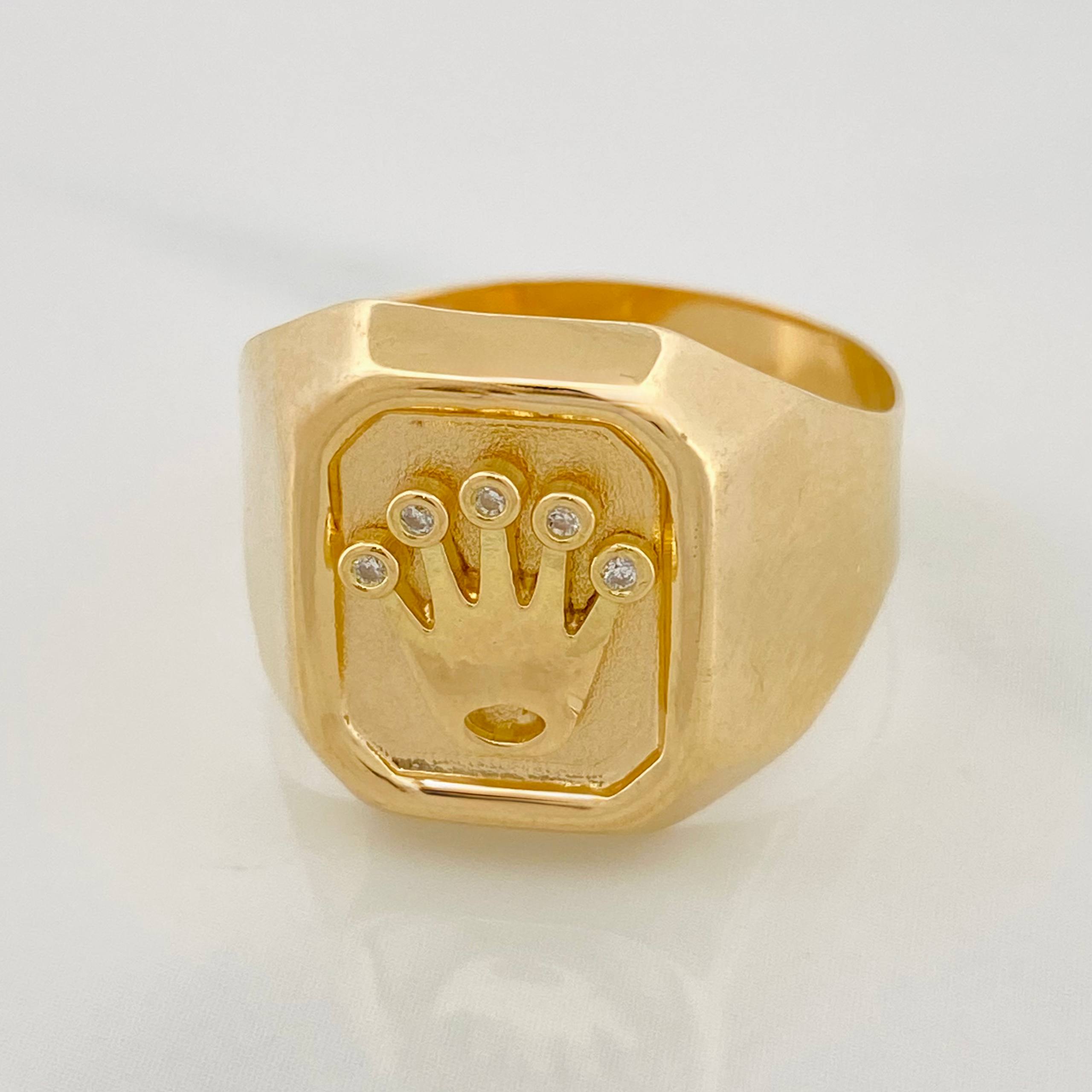 Anillo Sello Corona 3.45 g / T9 1/4 Oro Amarillo 18K
