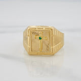 Anillo Sello Cruz 3 g / T8 3/4 Oro Amarillo 18K