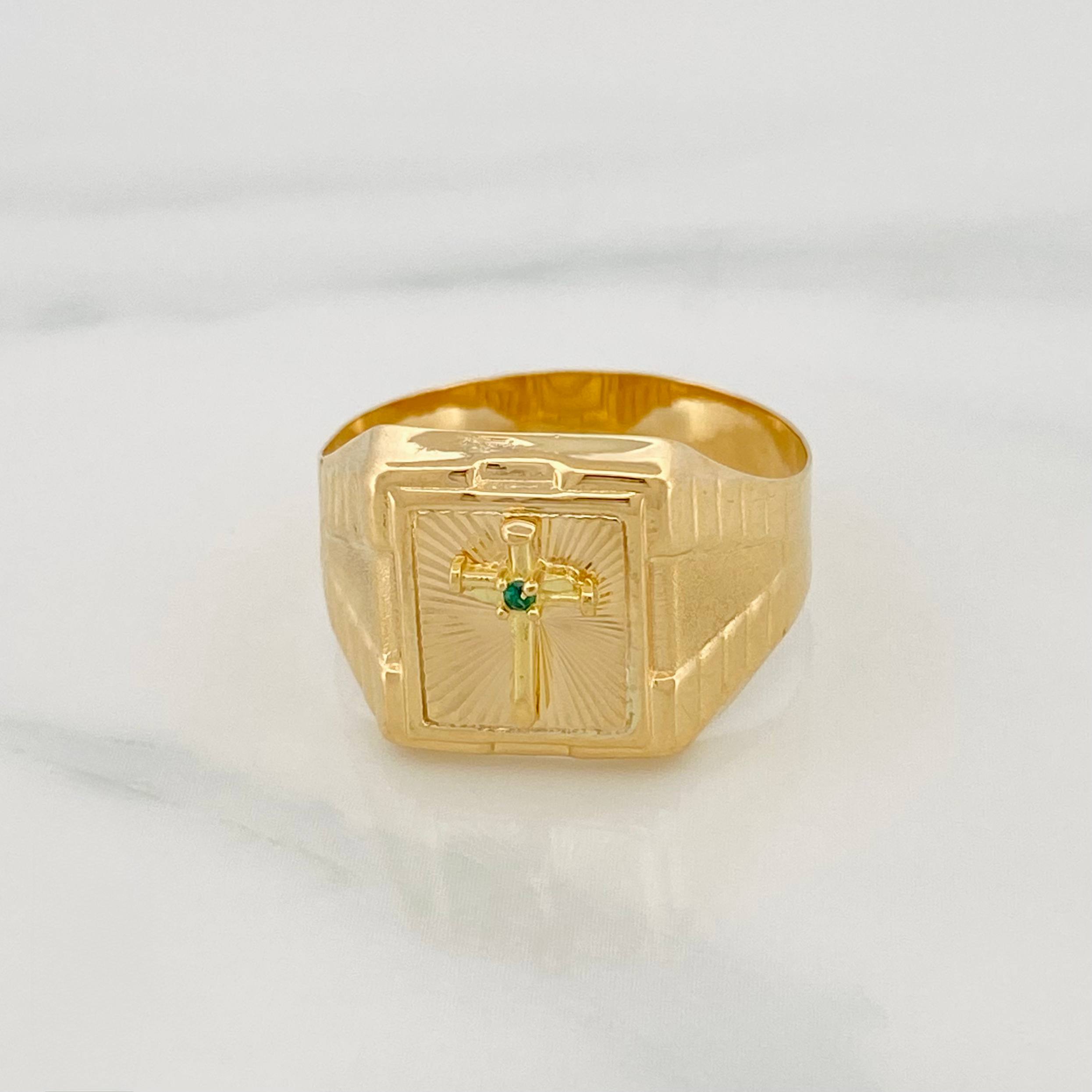 Anillo Sello Cruz 3 g / T8 3/4 Oro Amarillo 18K