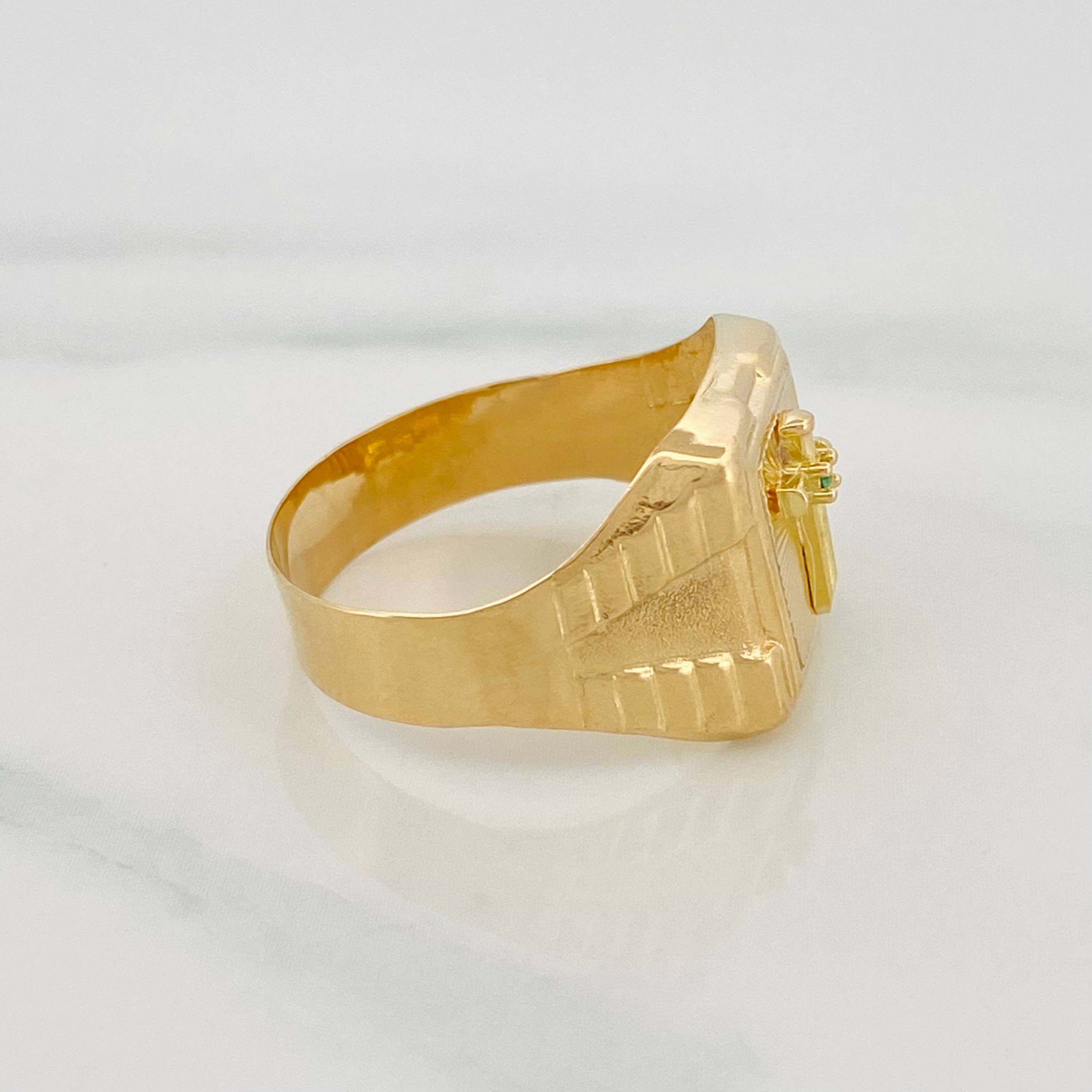 Anillo Sello Cruz 3.2 g / T10 1/4 Oro Amarillo 18K