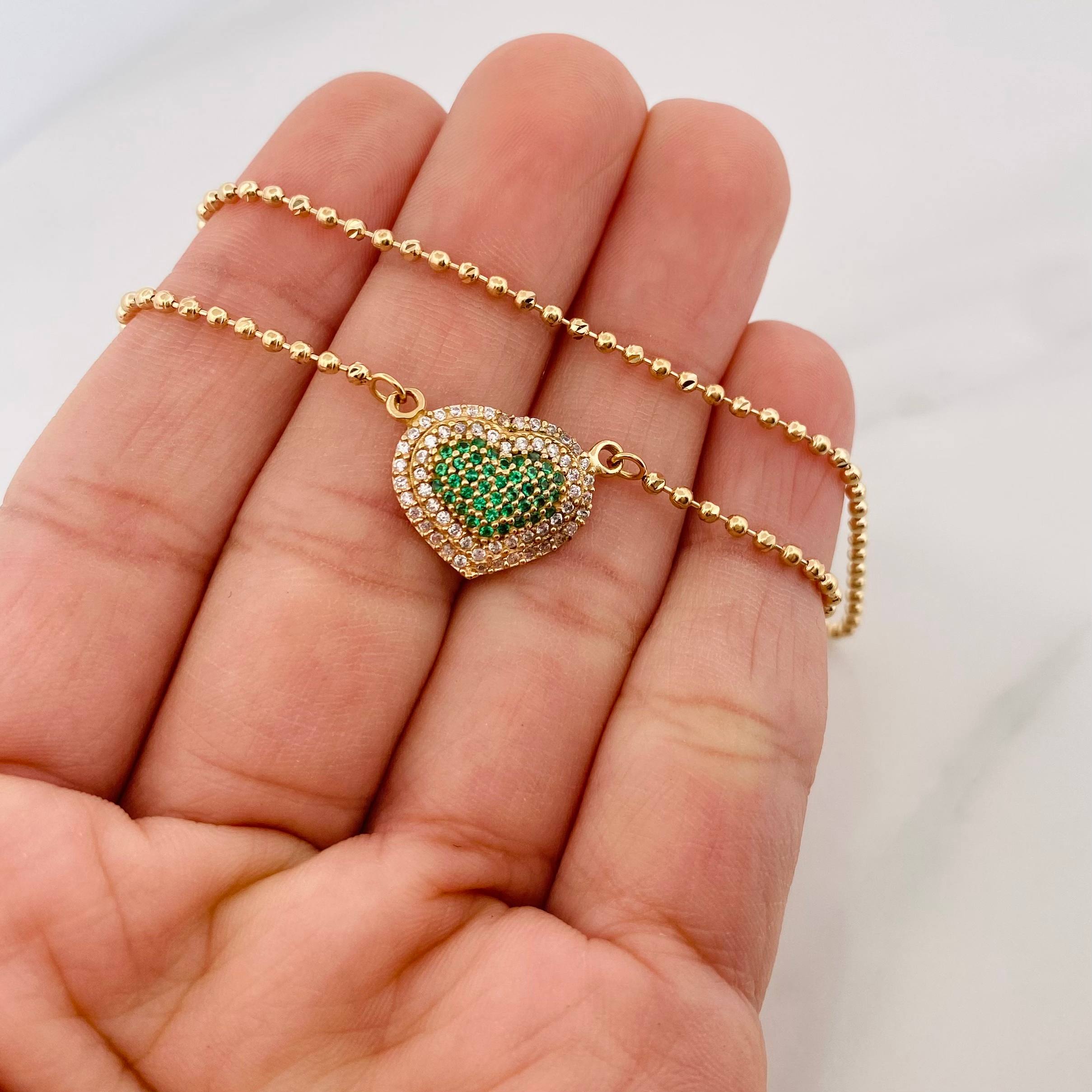 Cadena Militar Diamantada Corazon 7.35 g / 43 cm / 1.7 mm Oro Amarillo 18K