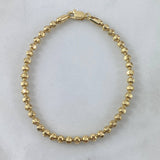 Pulso Militar 10.55gr / 20cm / 4mm Bolas Diamantadas Luna Oro Amarillo Nac.Esp ©