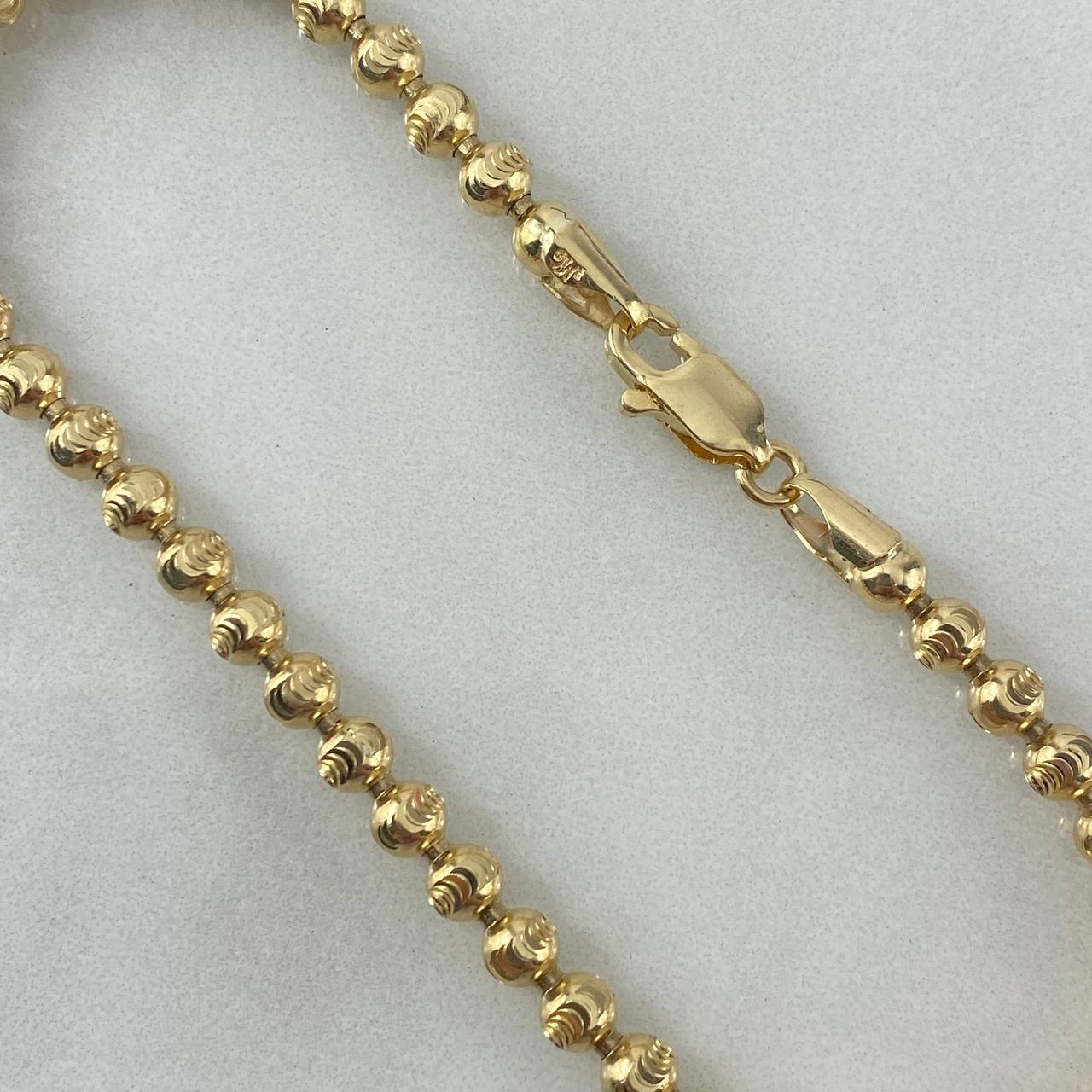 Pulso Militar 10.55gr / 20cm / 4mm Bolas Diamantadas Luna Oro Amarillo Nac.Esp ©