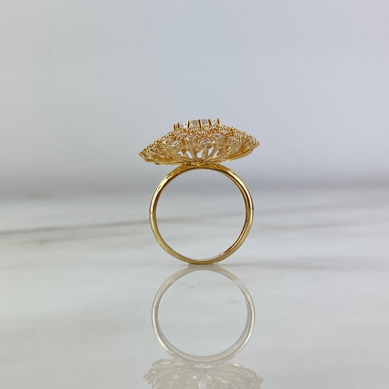 Anillo Flor De Loto 6.6gr / T6 / Circones Blancos Oro Amarillo©