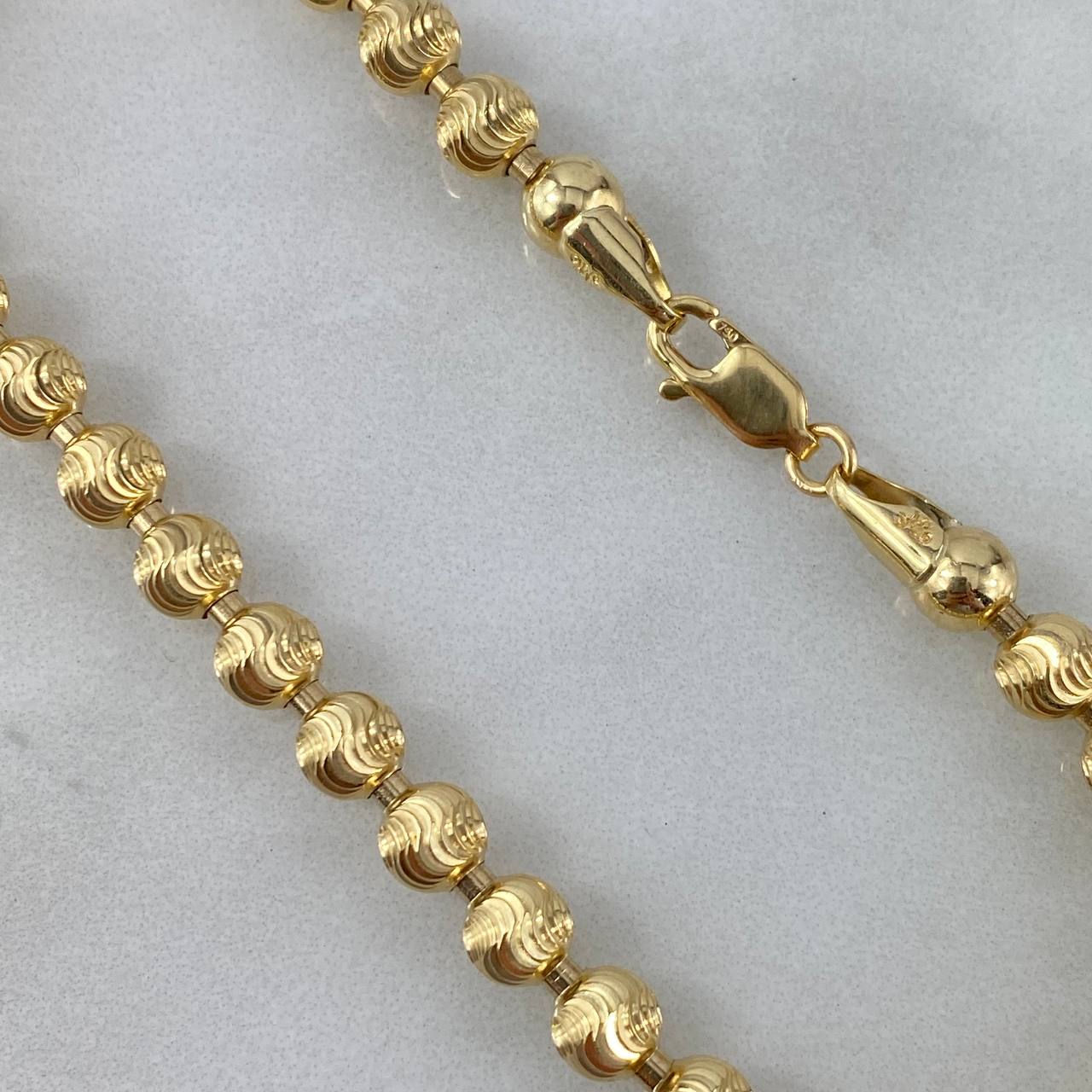 Pulso Militar 11.55gr / 19cm / 5mm Bolas Diamantadas Luna Oro Amarillo Nac.Esp©