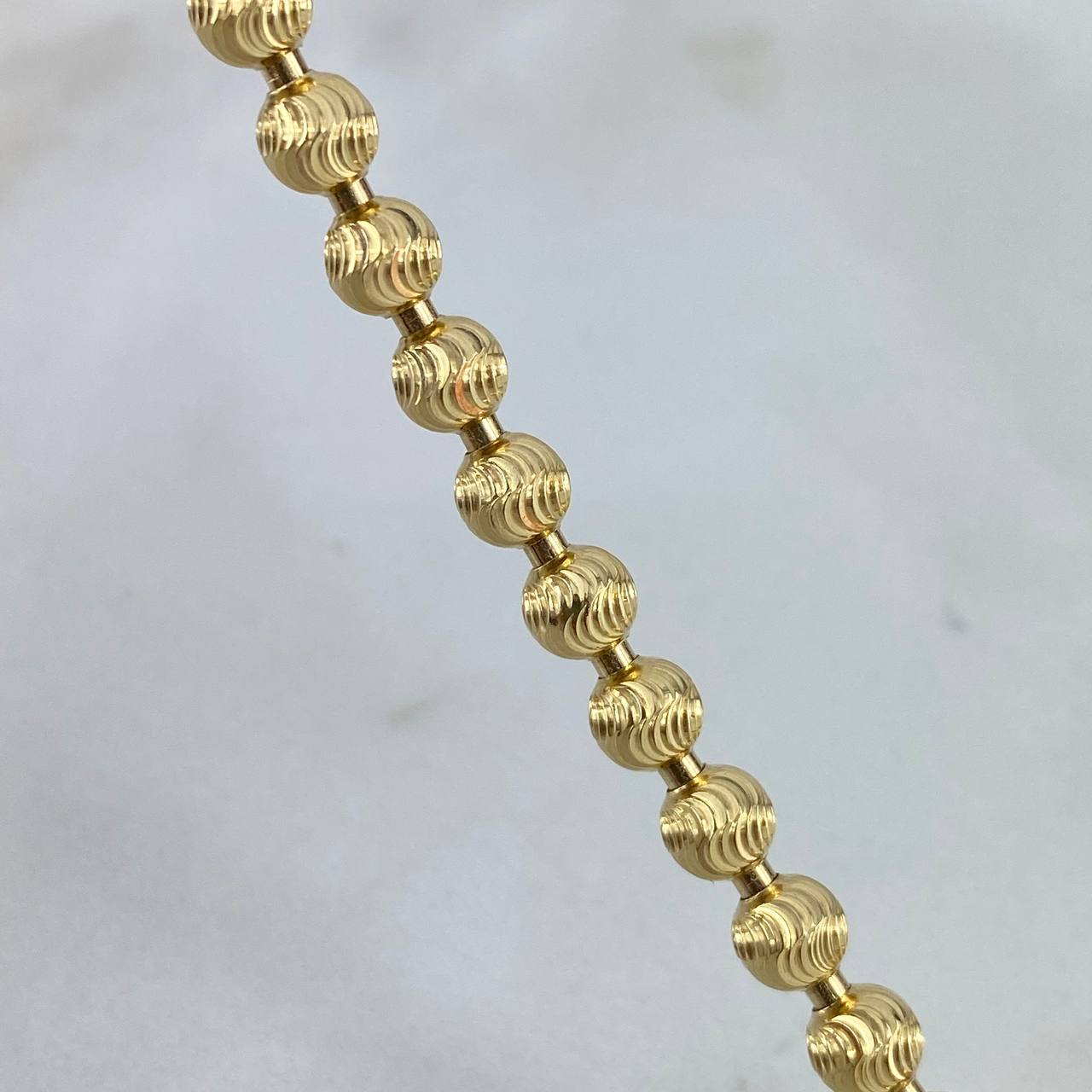 Pulso Militar 11.55gr / 19cm / 5mm Bolas Diamantadas Luna Oro Amarillo Nac.Esp©