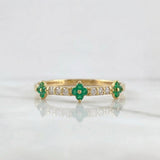 Anillo Trebol Mini Esmeraldas 14Pts Diamantes 06Pts 0.9gr / T6 1/4 / Oro Amarillo 18K %