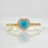 Anillo Solitario Halo Corazón 2gr / T7 3/4 / Oro Amarillo 18K