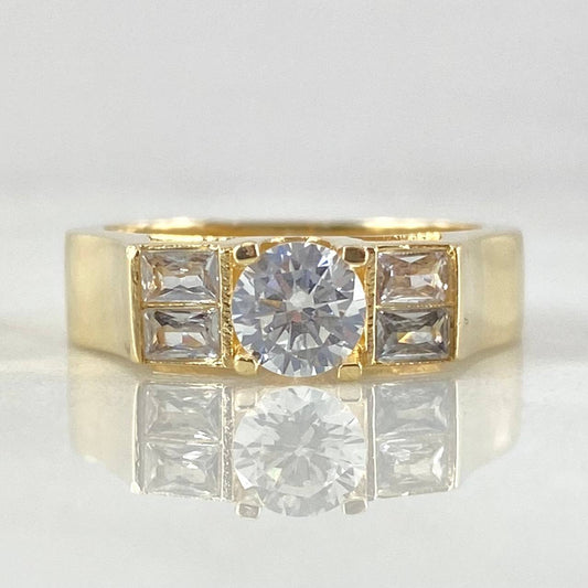 Anillo Solitario Recuadro Masivo 4.85gr / T5 1/2 / Oro 18K
