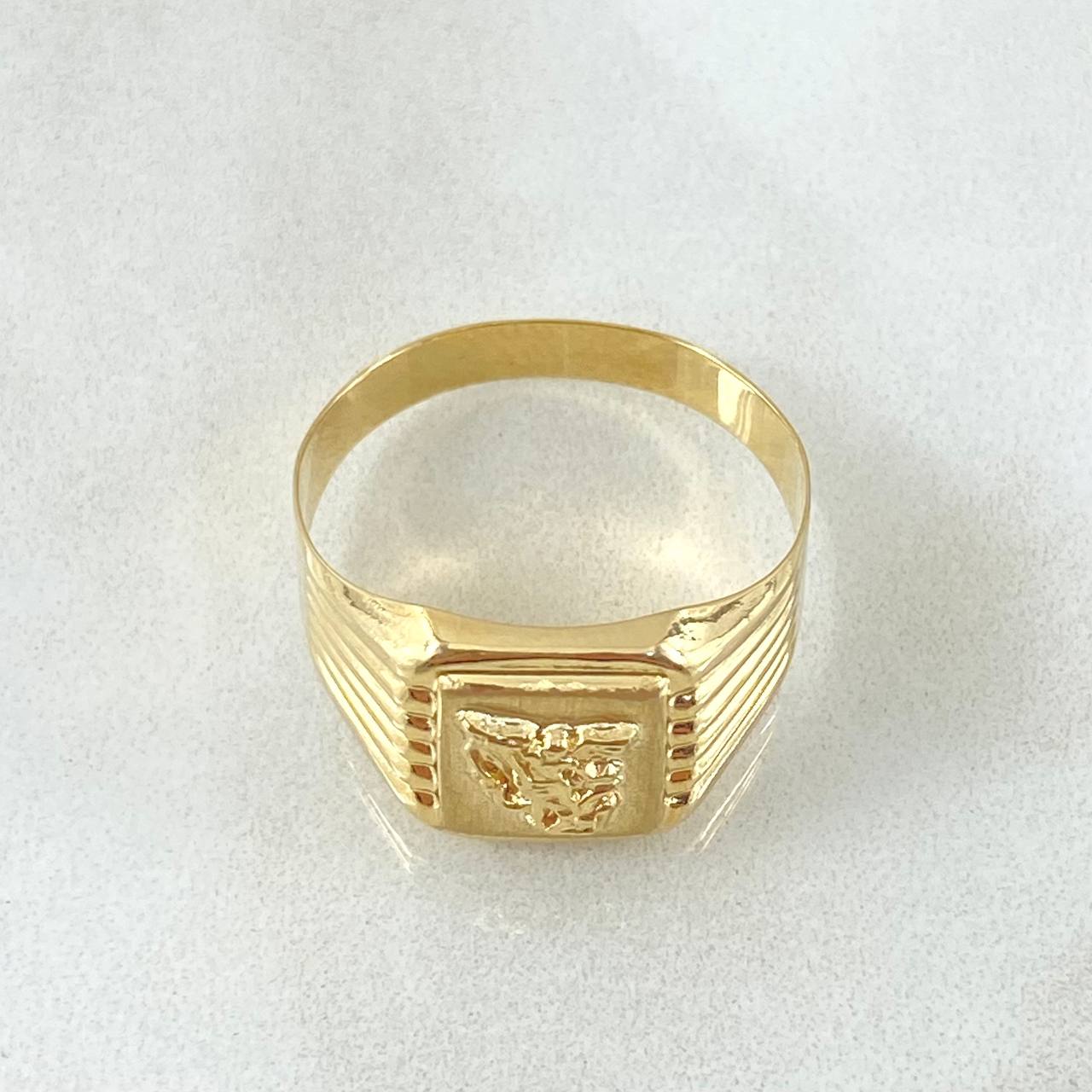 Anillo Recuadro San Miguel Arcángel 1.85gr / T9 / Oro 18K