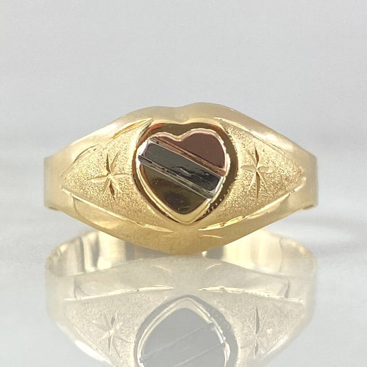 Anillo Corazon Estrellado 1.75gr / T7 3/4 / Tres Oros 18K *