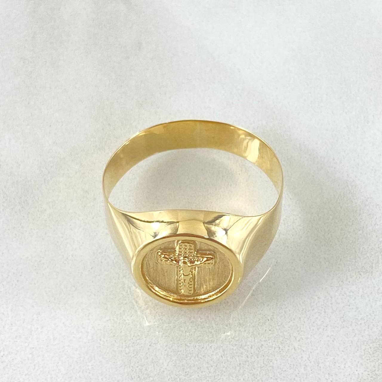 Anillo Cruz Puntos Mates 2.3gr / T10 3/4 / Oro 18K