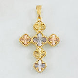 Dije Cruz Trebol Diamantado 5.3gr / 4cm / Tres Oros Nac.Esp. 18K