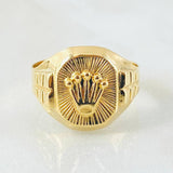 Anillo Sello Corona Diamantada 3.85gr / T7 3/4 / Oro Amarillo 18K