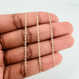 Cadena Escalera Plana Diamantada 1.45 g / 45.3 cm / 1.38 mm Tres Oros 18K