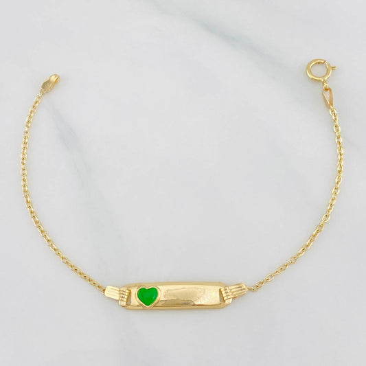 Pulso Bebé Aro Seguido Placa Corazón 1.45 g / 14.6 cm / 1.52 mm Oro Amarillo 18K