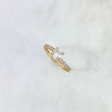 Anillo Solitario Churumbela Lineas Paralelas 1.65gr / T6 1/4 / Circon Blanco Blancos Oro Amarillo
