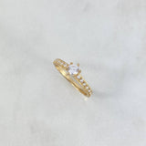 Anillo Solitario Churumbela Puntos 2.1gr / T6 1/2 / Circon Blanco Blancos Oro Amarillo