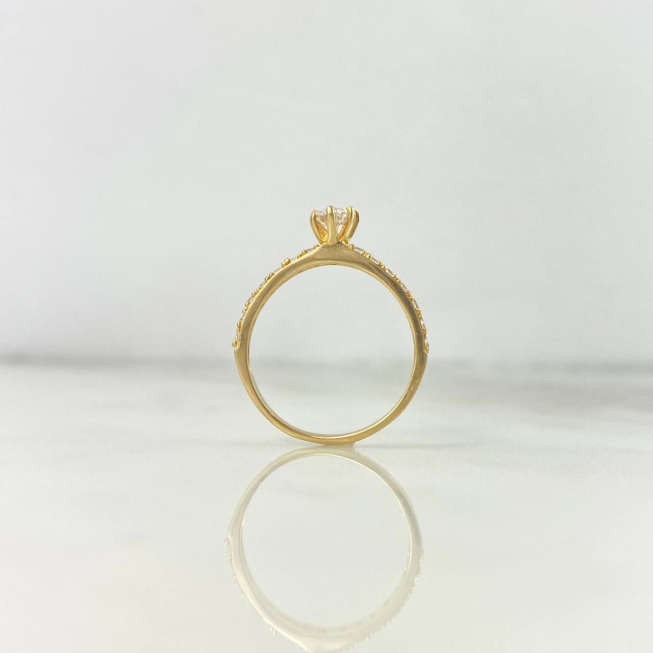 Anillo Solitario Churumbela Puntos 2.1gr / T6 1/2 / Circon Blanco Blancos Oro Amarillo
